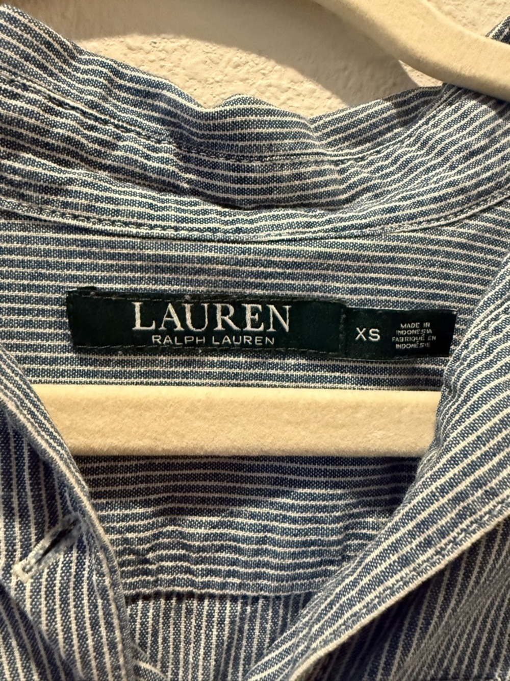 Lauren Ralph Lauren Button Down Blue Denim Pinstripe Vintage Shirt Dress XS - Picture 3 of 8